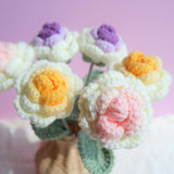 Crochet Roses Bouquet, Gradient Flower Bunch, Crochet Floral Arrangements, Knitted Everlasting Flower, Gift for Her, Mothers Day Gift