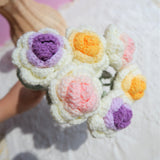 Crochet Roses Bouquet, Gradient Flower Bunch, Crochet Floral Arrangements, Knitted Everlasting Flower, Gift for Her, Mothers Day Gift