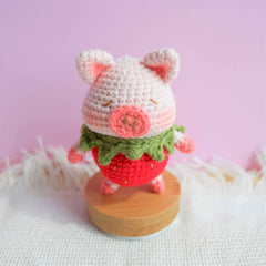 Crochet Car Dashboard Decor- Strawberry Piggy