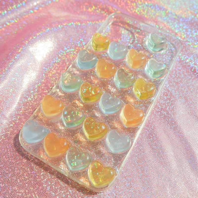 Glitter Resin Phone Case, Sparkle Phone Case, Bling 3D Phone Case, Rainbow Hearts Phone Case for iPhone XR/11/12/13 Pro Max, OnePlus, Galaxy