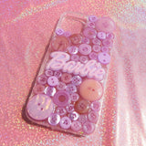 Resin Button Phone Case, Purple Barbie Phone Case, Handmade 3D Phone Case, Cute Phone Case for iPhone XR/11/12/13 Pro Max, OnePlus, Galaxy