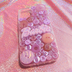 Resin Phone Case- Button & Barbie