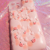 Clay Phone Case, Kawaii Pink Pig Phone Case, Handmade 3D Phone Case, Funny Phone Case for iPhone XR/11/12/13 Pro Max, OnePlus, Galaxy