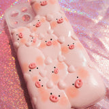 Clay Phone Case, Kawaii Pink Pig Phone Case, Handmade 3D Phone Case, Funny Phone Case for iPhone XR/11/12/13 Pro Max, OnePlus, Galaxy