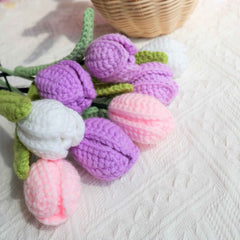 Crochet Rainbow Tulip Flower Bouquet
