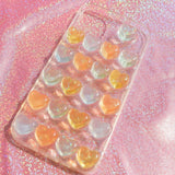 Glitter Resin Phone Case, Sparkle Phone Case, Bling 3D Phone Case, Rainbow Hearts Phone Case for iPhone XR/11/12/13 Pro Max, OnePlus, Galaxy