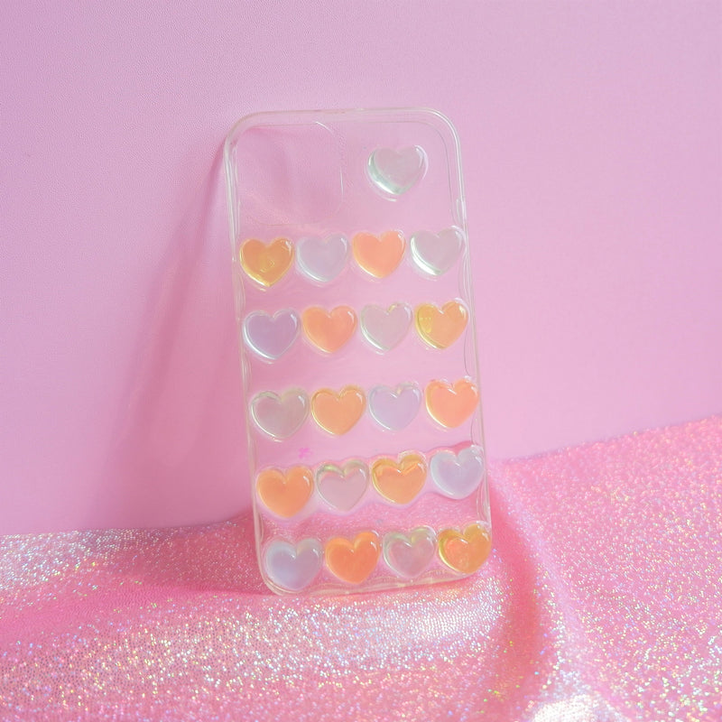 Glitter Resin Phone Case, Sparkle Phone Case, Bling 3D Phone Case, Rainbow Hearts Phone Case for iPhone XR/11/12/13 Pro Max, OnePlus, Galaxy