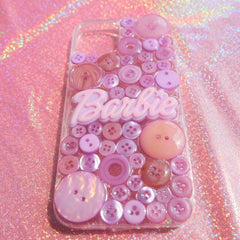Resin Phone Case- Button & Barbie