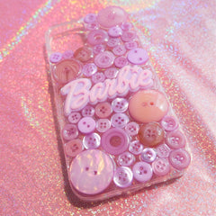 Resin Phone Case- Button & Barbie