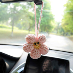 Car Mirror Hanging Accessories- Smiley Waffle Flower