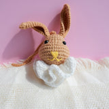 Crochet Bunny Head Car Hanging Accessory, Kawaii Brown Gentle Bunny Car Mirror Hanging Accessory, Cute Car Interior Decor for Women/Teens