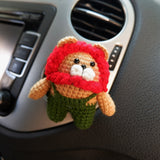 Crochet Overalls Lion Car Vent Clips Air Freshener, Kawaii Lion Air Vent Clip, Cute Interior Car Accessory for Men/Teens, Car Mask Hanger