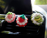 Crochet Fruit Pie Car Vent Clips Air Freshener, Strawberry/Watermelon/Grape Pie Air Vent Clip, Cute Interior Car Accessory, Car Mask Hanger