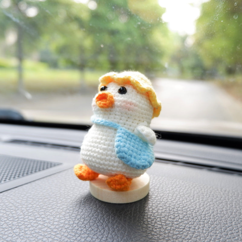 Cute Car Dashboard Decor, Crochet Duck Mailman Car Accessories, Kawaii Interior Car Dashboard Accessories for Women/Teens, Gift for Her