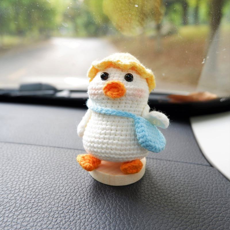 Cute Car Dashboard Decor, Crochet Duck Mailman Car Accessories, Kawaii Interior Car Dashboard Accessories for Women/Teens, Gift for Her