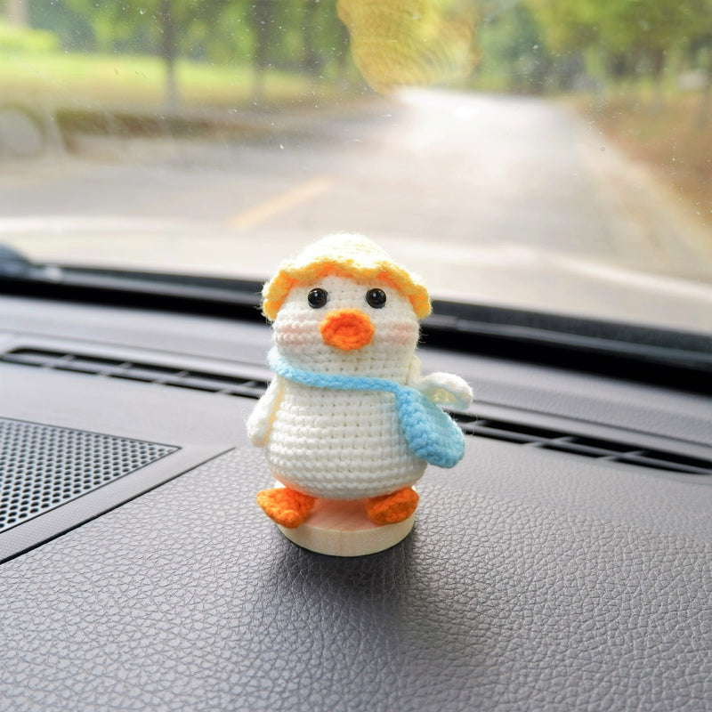 Cute Car Dashboard Decor, Crochet Duck Mailman Car Accessories, Kawaii Interior Car Dashboard Accessories for Women/Teens, Gift for Her