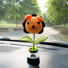 Crochet Bobblehead Car Dashboard Decor- Lion/Bunny/Deer/Sheep