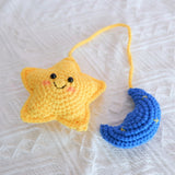 Crochet Smiley Star & Moon Car Mirror Hanging Accessories, Car Rear View Mirror Accessories, Cute Car Accessories Interior, Car Mirror Charm