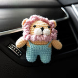 Crochet Overalls Lion Car Vent Clips Air Freshener, Kawaii Lion Air Vent Clip, Cute Interior Car Accessory for Men/Teens, Car Mask Hanger