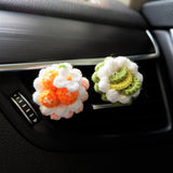 Crochet Fruit Pie Car Vent Clips Air Freshener, Strawberry/Watermelon/Grape Pie Air Vent Clip, Cute Interior Car Accessory, Car Mask Hanger